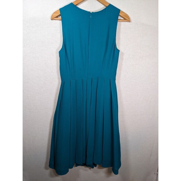 J Crew Dress Womens 4 Teal Chiffon Classic A Line Sleeveless Midi - Picture 6 of 11